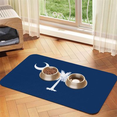 WZYCWB 30 x 45 cm South Carolina Flag Pet Placemat, Foldable Bowl Mat for Cats and Dogs