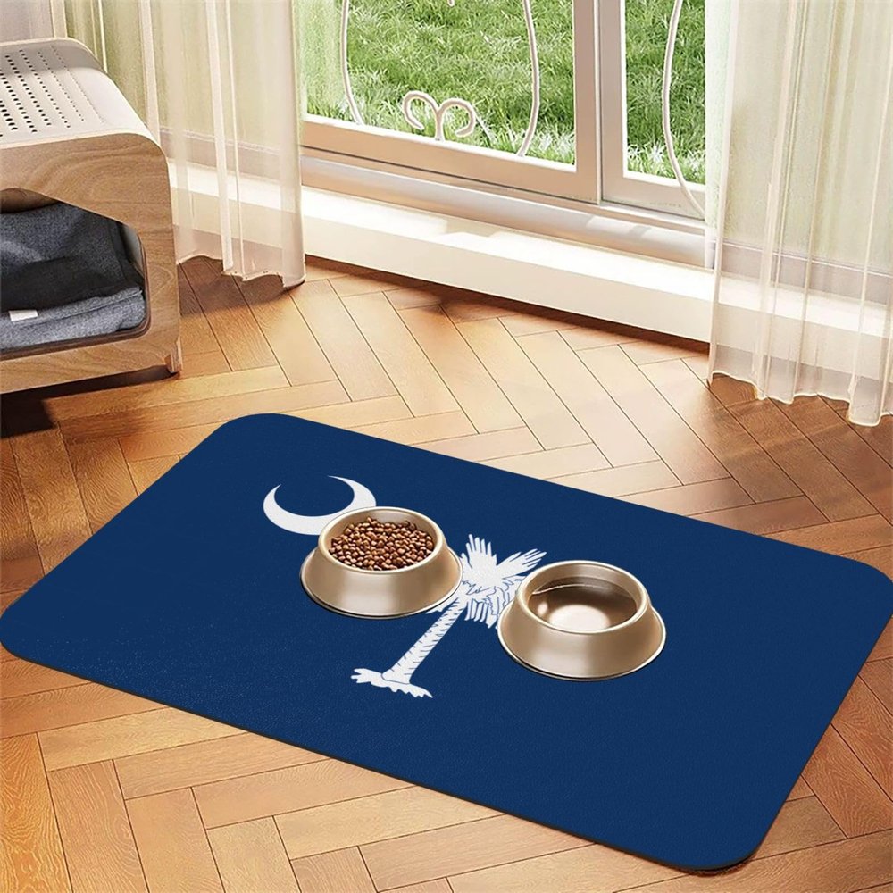 WZYCWB 30 x 45 cm South Carolina Flag Pet Placemat, Foldable Bowl Mat for Cats and Dogs