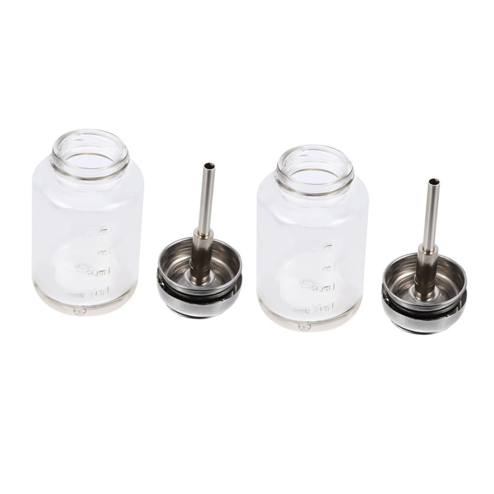 DECORNIJIA 2-Pack Refillable Transparent Glass Pump Bottles