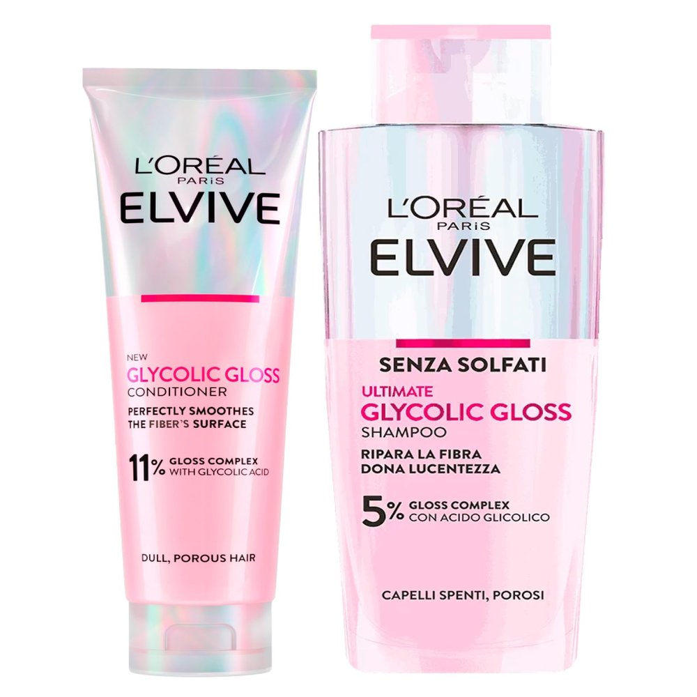 L'Oréal Paris Elvive Glycolic Gloss Shampoo 200 ml + Repair Conditioner 150 ml