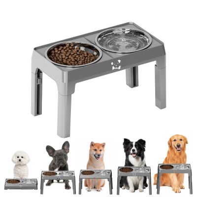Elevated Dog Bowl Stand, 5 Adjustable Heights