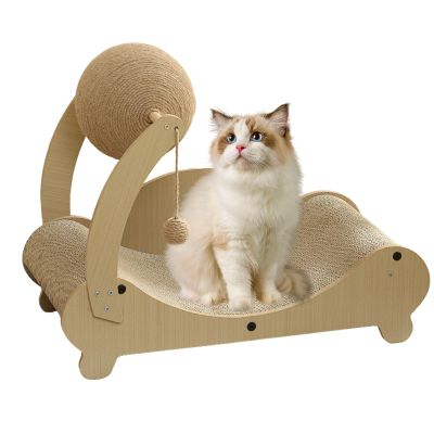 Cat Scratching Bed Armchair with Interactive Toy Ball