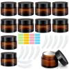 CafullCon 30 mL Refillable Cream Jars, 11-Pack Amber Glass Containers view 1