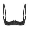 Agoky Women's Sexy Satin Open-Bust Balconette Push-Up Bra, Black, Size L view 1