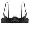 Agoky Women's Sexy Satin Open-Bust Balconette Push-Up Bra, Black, Size L view 3