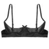 Agoky Women's Sexy Satin Open-Bust Balconette Push-Up Bra, Black, Size L view 4