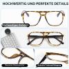 PEYEOISD Large Pilot Retro Reading Glasses for Women and Men, Extra-Large Square Blue-Light-Blocking Readers with Spring Hinges view 3