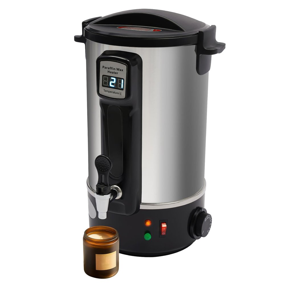 12L Electric Wax Melter, Stainless Steel Pot with Spout and LED Display, 1100W Fast Heating, 30-100°C, with Stirring Spoon and Overheat Protection