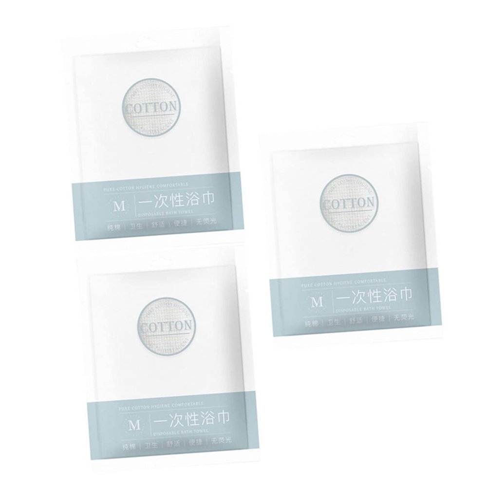 Disposable Shower Towels, 3-Pack, Cotton and Nonwoven Fabric