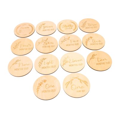 Beaupretty 14-Piece Wooden Baby Milestone Cards