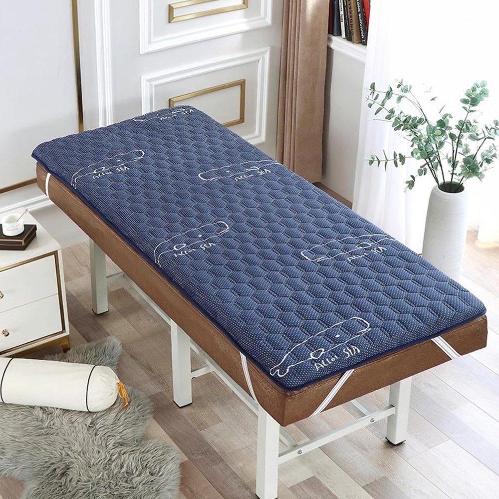 Blue Memory Foam Beauty Salon Mattress Topper, 190 x 80 cm, 4 cm Thick