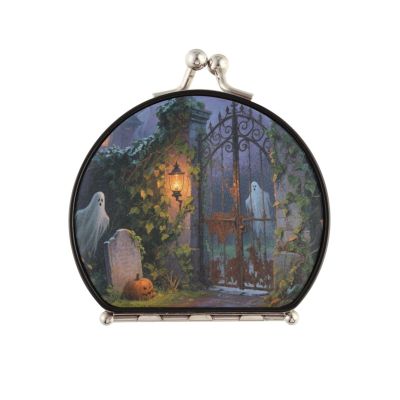 siphylline Retro Halloween White Castle Double-Sided Portable 2X Magnifying Mirror
