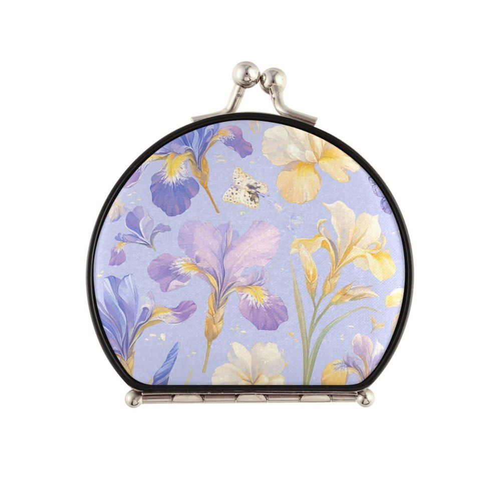 siphylline Summer Fresh Flower Bloom Double-Sided Compact Magnifying Mirror, 2x Magnification, Travel Mirror