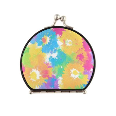 siphylline Double-Sided Magnifying Mirror, 2x Magnification, Travel Mirror, Colorful Flowers