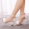 WOkismD 9.5 cm Thick-Heel Single-Strap Large-Flower High-Heel Sandals, White Bridal Wedding Shoes, EU 43 view 2