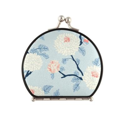 siphylline Light Blue Chrysanthemum Floral Double-Sided 2X Magnifying Makeup Mirror