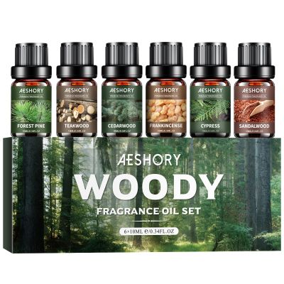 AESHORY Woodsy Essential Oil Set, 6 x 10 mL