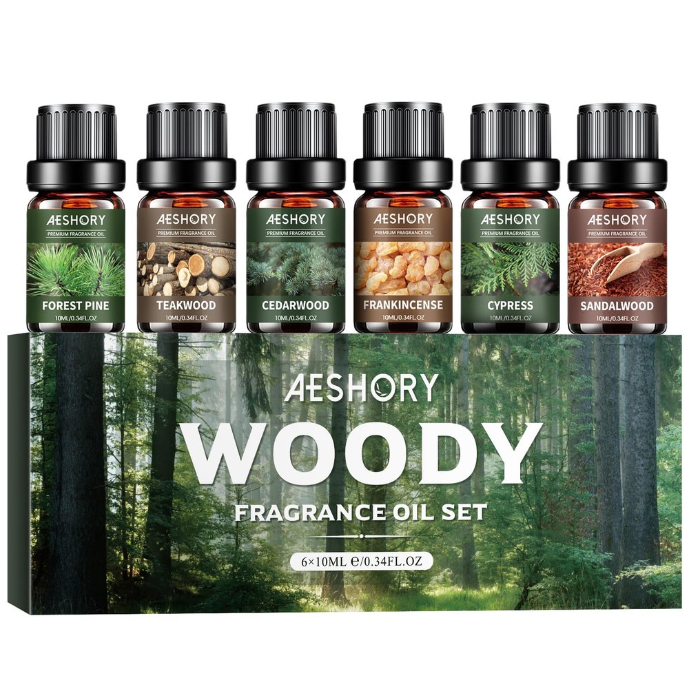 AESHORY Woodsy Essential Oil Set, 6 x 10 mL