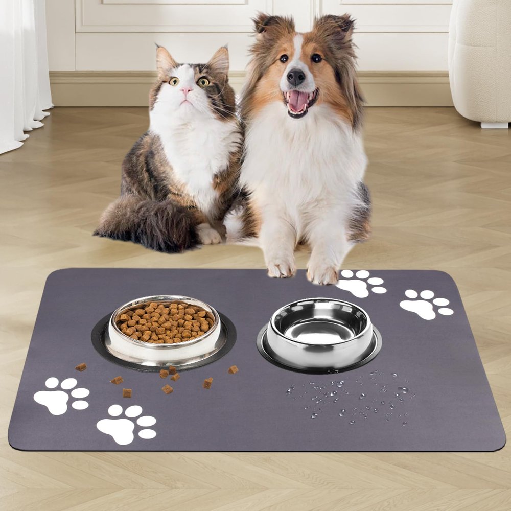 Dog Bowl Mat, 60x40cm Non-Slip Feeding Mat