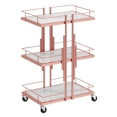 BOGAZY 3-Tier Salon Trolley, Rose Gold