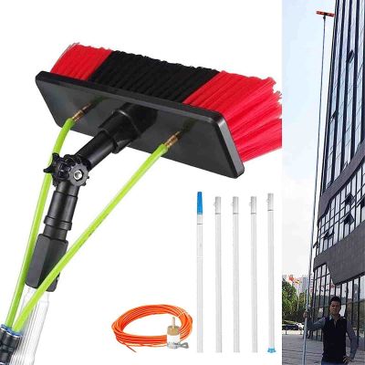 8 m Telescopic Window Cleaning Brush Set with Water-Fed Pole