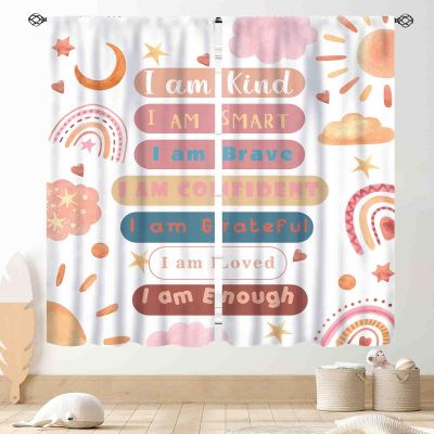 Pink Boho Rainbow Curtains for Classroom, Nursery & Girls’ Bedroom