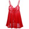 Lace S-6XL Sleepwear Bow Lingerie Plus-Size Pajama Set for Bride Gift, Red, 5XL view 1