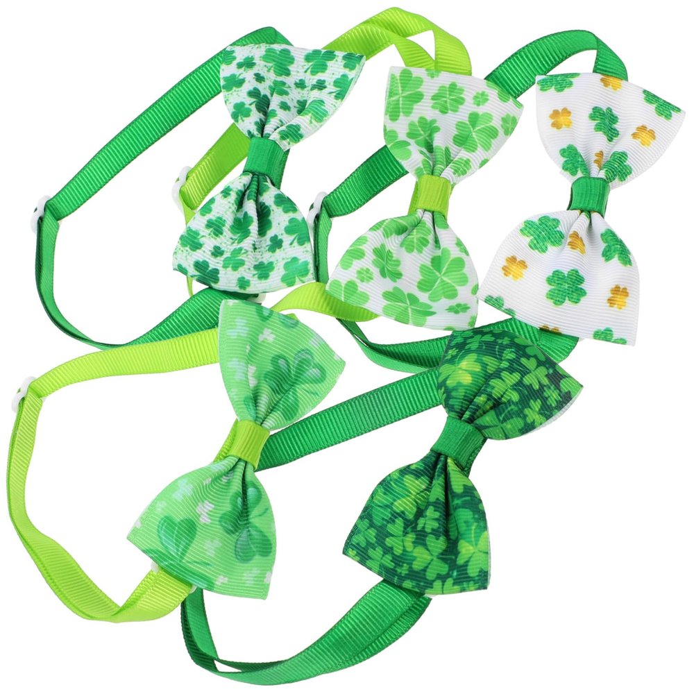 SEWOART 5-Piece St. Patrick's Day Pet Bow Tie Adjustable Dog Collar