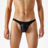 Men's Transparent Thin Shiny Thong, Low-Waist Vibe Jockstrap, Black, M view 2