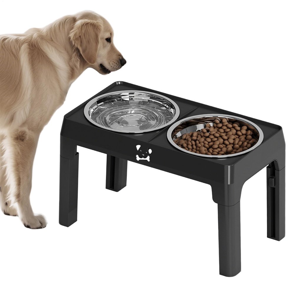 Elevated Non-Slip Dog Bowl with 5-Position Height Adjustment