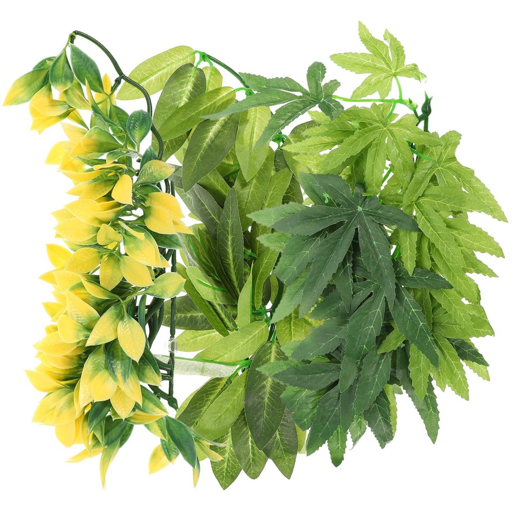 HANABASS Artificial Reptile Plants, 3-Piece Plastic Terrarium Decor