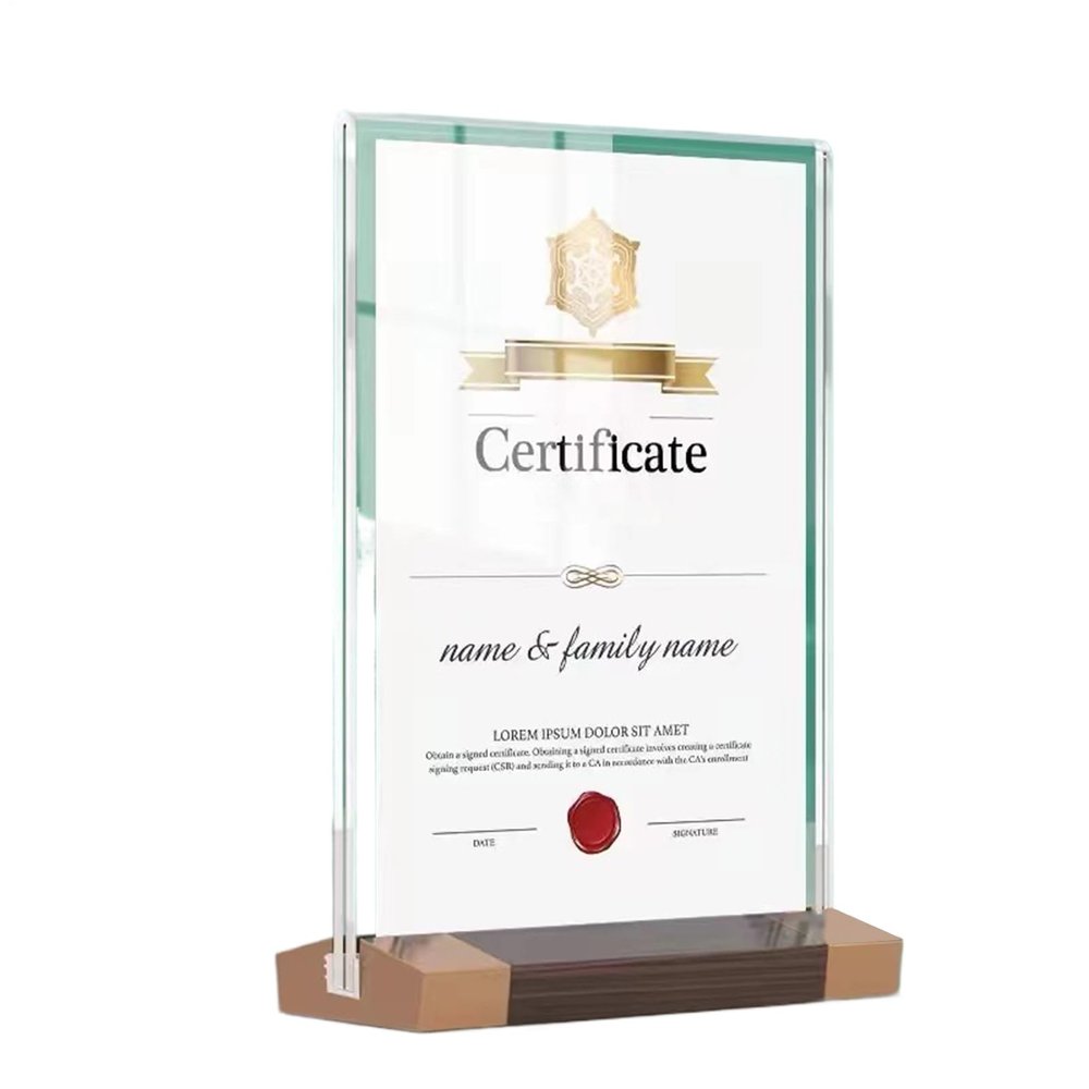 Double-Sided Acrylic Picture Frame with Wooden Base