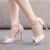 KKdhsfy Women's Pearl Wedding Sandals, Open Toe, 10 cm Stiletto Bridal High Heels for Evening Parties, White, EU 37 view 2