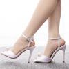KKdhsfy Women's Pearl Wedding Sandals, Open Toe, 10 cm Stiletto Bridal High Heels for Evening Parties, White, EU 37 view 3