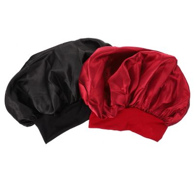 HAMPPLIES 2-Pack Polyester Sleep Caps with Wide Elastic Band