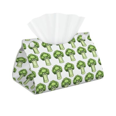Tissue Box Cover, Cute Cartoon Cauliflower B Print, Foldable Modern Leather, Long, Home Decor Accessory for Bathroom, Office, Desk, Car and Tabletop