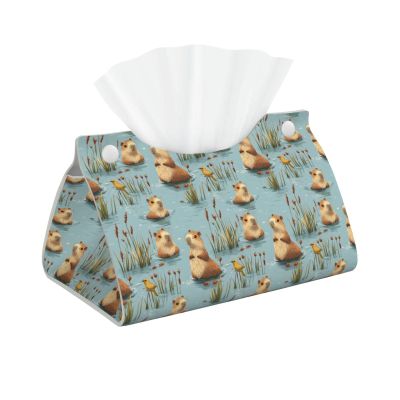 Foldable Leather Tissue Box with Guinea Pig Print