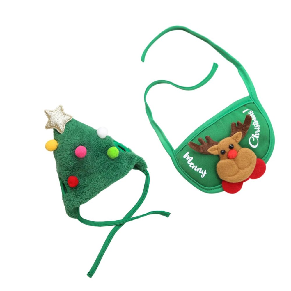 BESTonZON Pet Christmas Hat with Bib