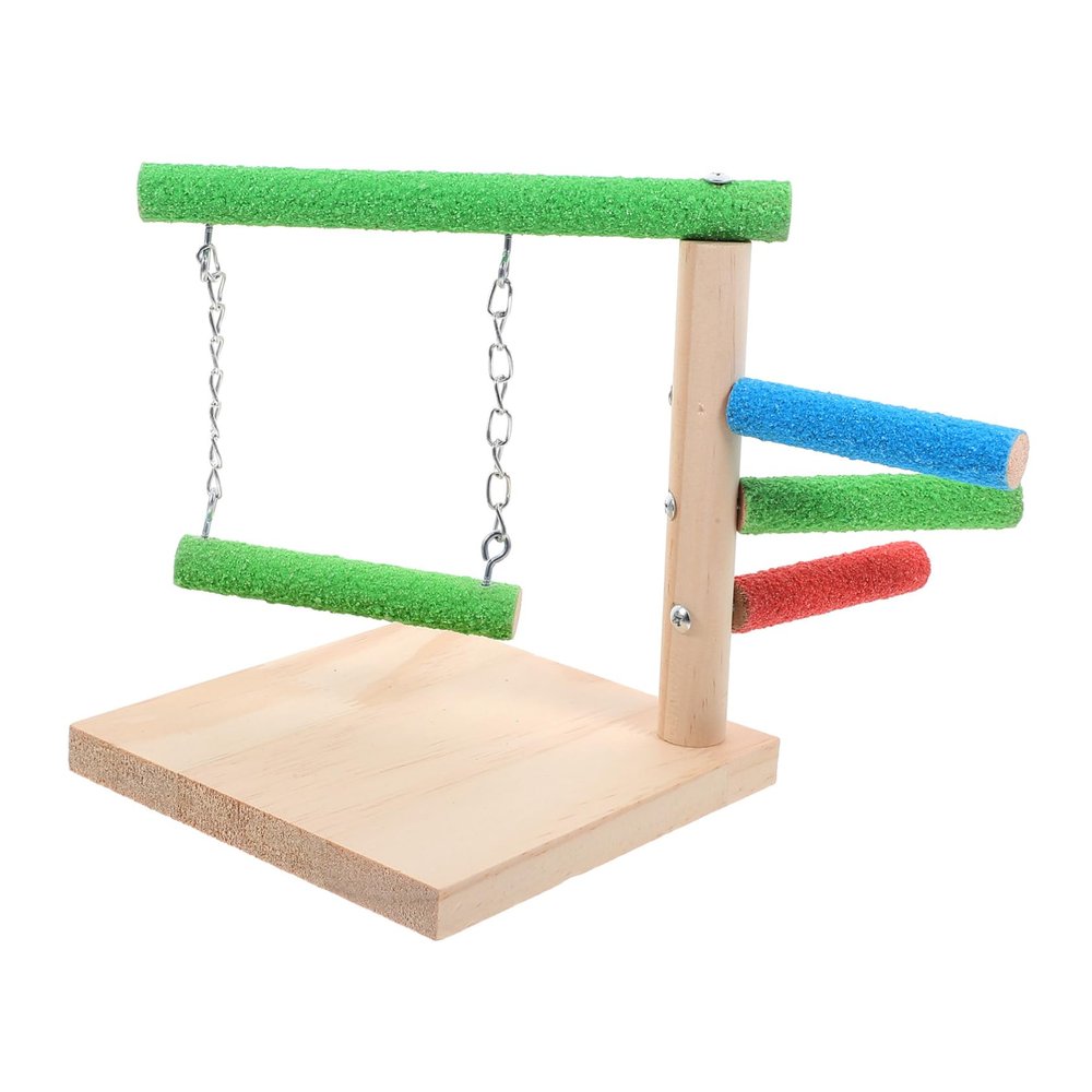 ibasenice Wooden Parrot Stand, Natural Bird Perch for Cage or Table