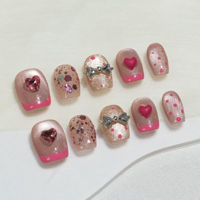 Sun&Beam Handcrafted Press-On Nails Short Ballerina Nude Pink (#252 XS)