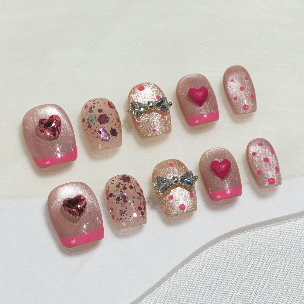 Sun&Beam Handcrafted Press-On Nails Short Ballerina Nude Pink (#252 XS)