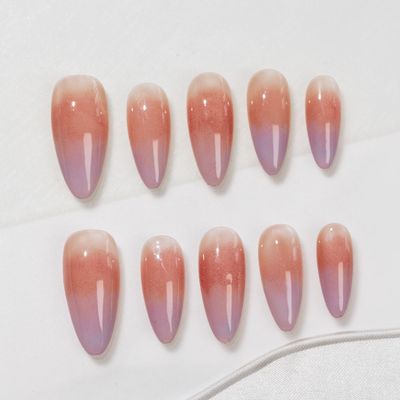 Sun&Beam Handcrafted Press-On Nails, Medium Almond, Nude (#262 XS)