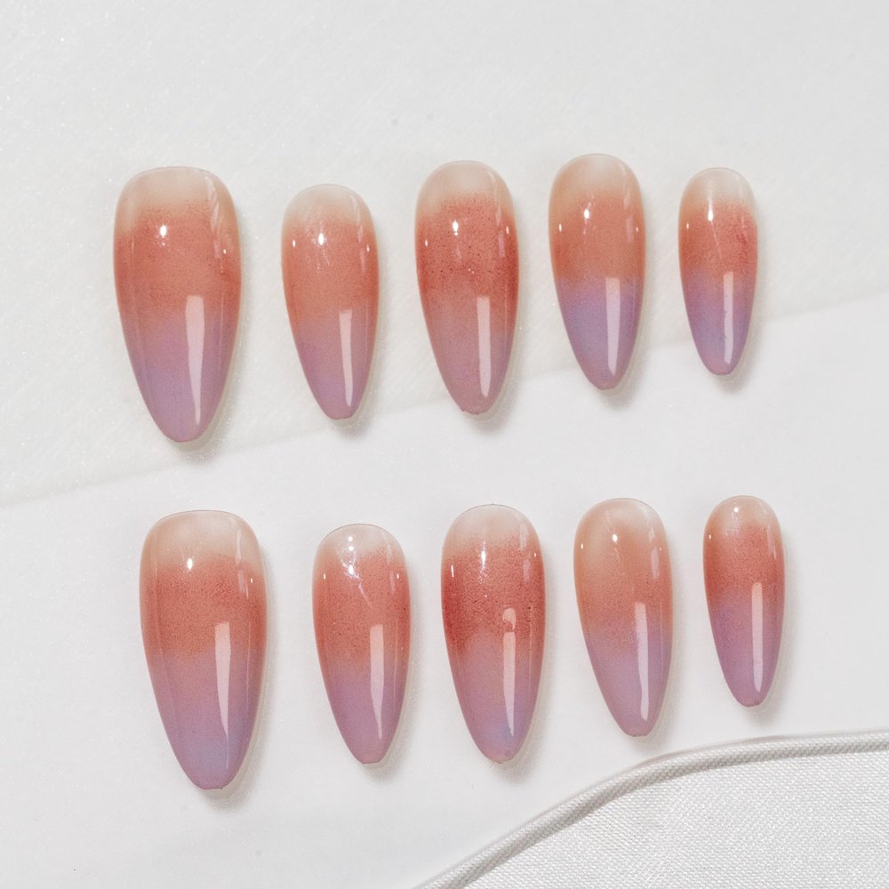 Sun&Beam Handcrafted Press-On Nails, Medium Almond, Nude (#262 XS)
