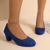 Women's Blue Platform Pumps with Chunky Heel, Size 39 view 3