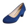 Women's Blue Platform Pumps with Chunky Heel, Size 39 view 4
