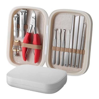 RYUQW3RE Nail Clippers, 12-Piece Manicure and Pedicure Set, Stainless Steel Nail Tools with Clippers and Pliers, Silver