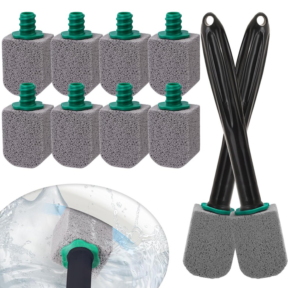 5-Piece Pumice Stone Toilet Cleaner with 1 Black Handle (2 Black Handles)