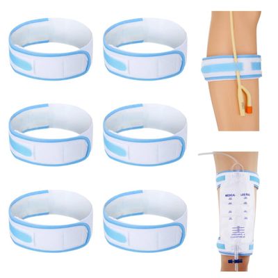 6-Pack Catheter Leg Bag Straps, Adjustable Anti-Slip Polyester Urinary Catheter Holder Bands for Drainage Bag Stabilization