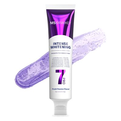 MSDRWIKEY 7Pro Toothpaste, Purple Gel Formula with Popping Pearls, Fluoride-Free, Fresh Mint, 120 g