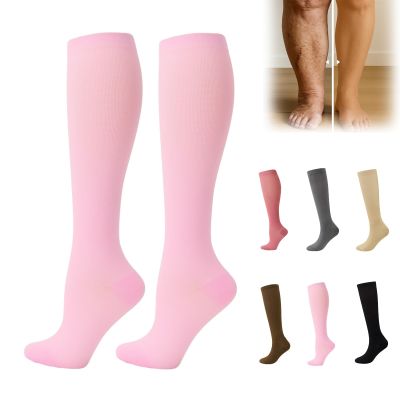 HOPASRISEE Mevery Compression Socks, Unisex Support Socks for Varicose Veins, Pink, L/XL, 6 Pairs